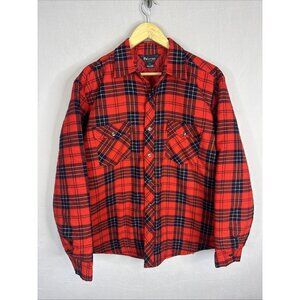 Vintage Palermo Quilted Flannel Shirt Jacket Red Plaid Insulated XL 80s Mac Jac